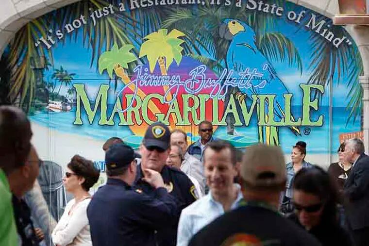 A crowd gathers outside the new Margaritaville at Resorts in Atlantic City, NJ on May 23, 2013.  ( DAVID MAIALETTI / Staff Photographer )