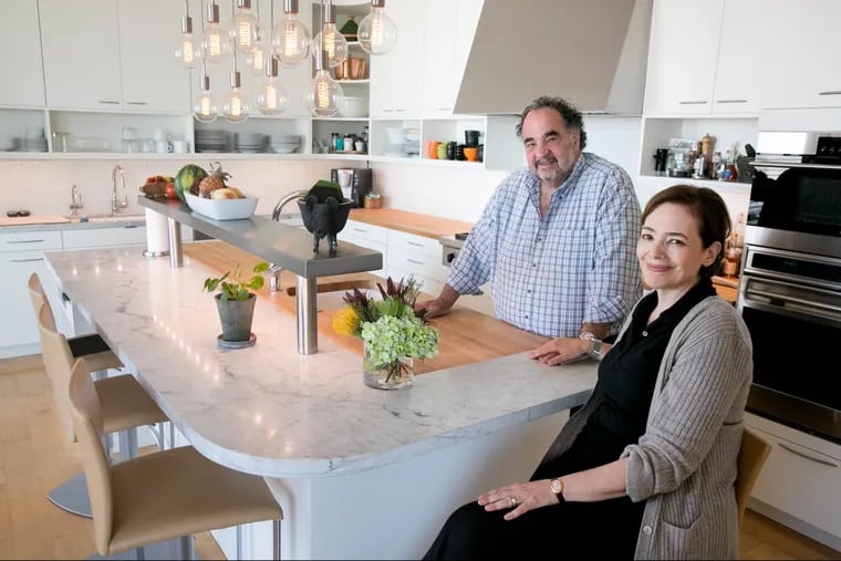 "I love his cooking," Christina Sterner says about her husband, Steve Poses. "I never cook, and he enjoys it all." The couple also takes advantage of the South Philadelphia restaurant scene. 