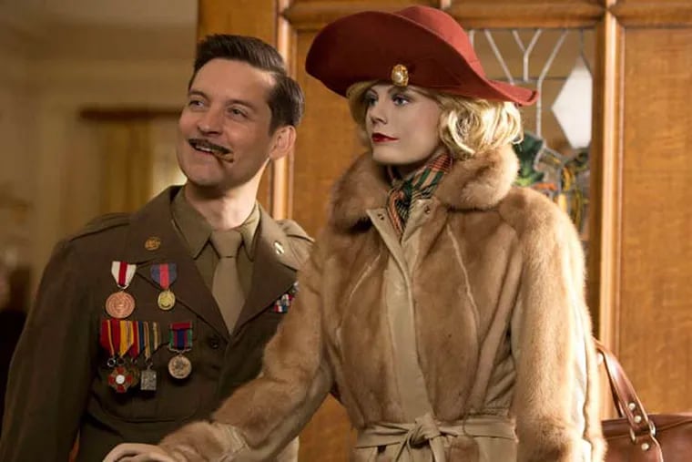 Tobey Maguire and "Lady Anne" (voiced by Carey Mulligan) in "The Spoils of Babylon," a six-hour spoof of mini-series that debuts Thursday on IFC.