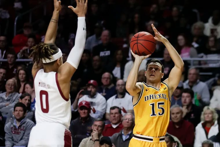 Drexel guard Matey Juric, pictured against Temple on Nov. 5, was the Dragons' spark in the second half of Friday night's win over Quinnipiac.


 shoots the basketball over Temple guard Alani Moore II on Tuesday, November 5, 2019 in Philadelphia.
