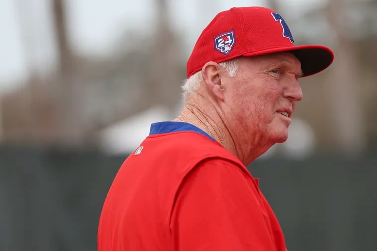 Charlie Manuel attends the second day of spring training.