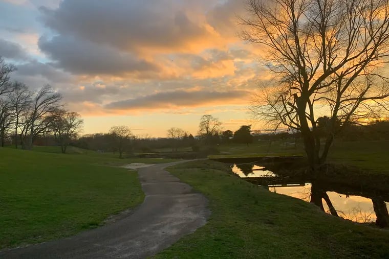 An early-April sunset at Valleybrook Country Club in Gloucester Township.