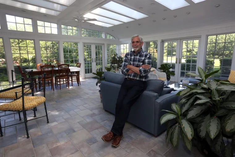 Dave Clemans notes that his historic home, dating to 1694, now includes some modern "transgressions," including this conservatory, where he and his wife, Chris, regularly enjoy Sunday brunch.