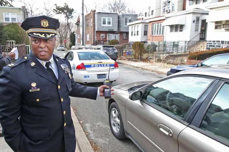 Capt. David Bellamy near the home on Walton Avenue near 62nd Street in West Philadelphia where four people were taken in for questioning Thursday night in the Jan. 14 abduction of a 5-year-old girl. (Michael Bryant / Staff Photographer)