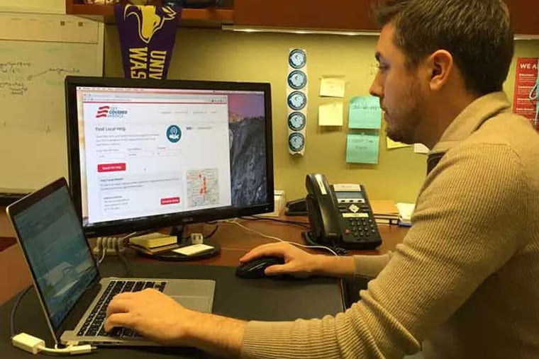 Adam Stalker, Enroll America's national digital director, uses Connector, developed to ease access to help with Affordable Care Act enrollment.