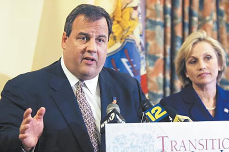 “My focus in the beginning is going to be about ... bringing irresponsible budgets back into responsible balance,” said Gov.-elect Christopher J. Christie, who will take office Tuesday. (Mel Evans / AP)