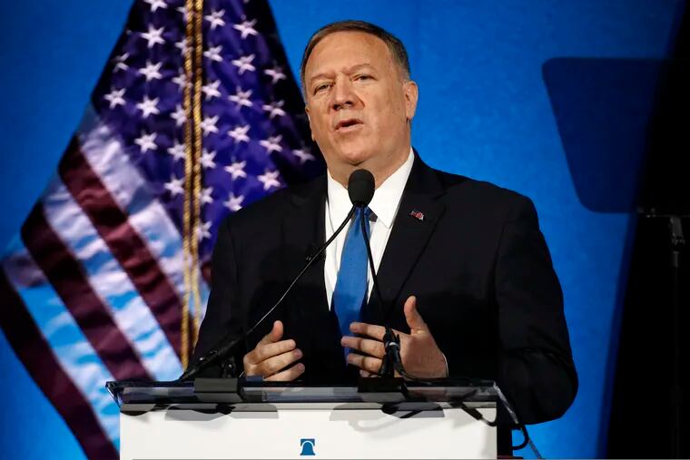 Secretary of State Mike Pompeo speaks at the Heritage Foundation's annual President's Club Meeting in Washington. The United States has told the United Nations it has begun the process of pulling out of the landmark 2015 Paris climate agreement. Pompeo said Monday that he submitted a formal notice to the United Nations.