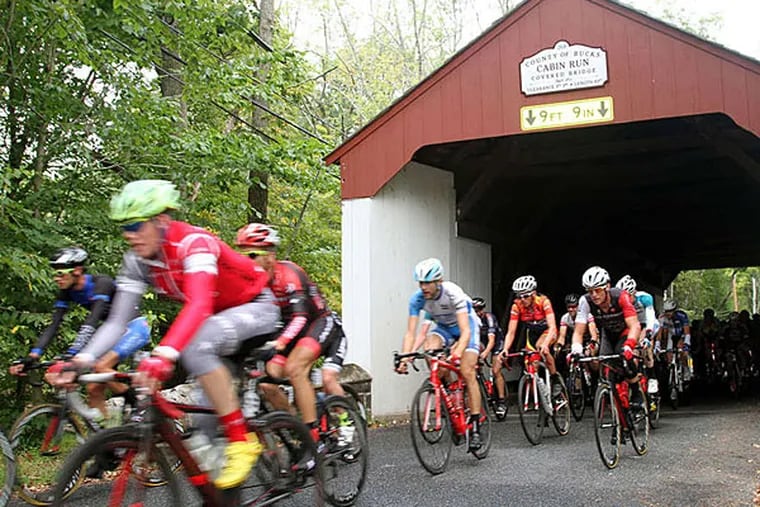 Riders compete Saturday in the Thompson Bucks County Classic bike race. The Criterium of Doylestown race followed Sunday.