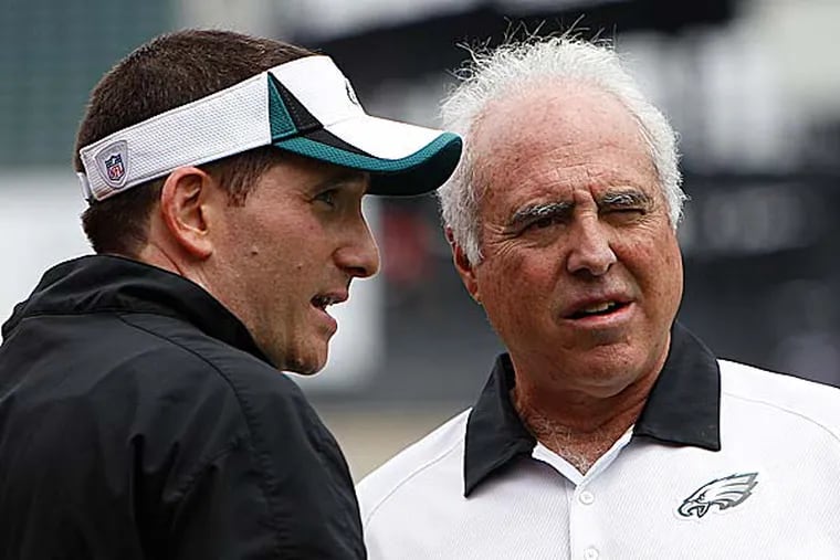 Eagles general manager Howie Roseman and owner Jeffrey Lurie. (David Maialetti/Staff Photographer)