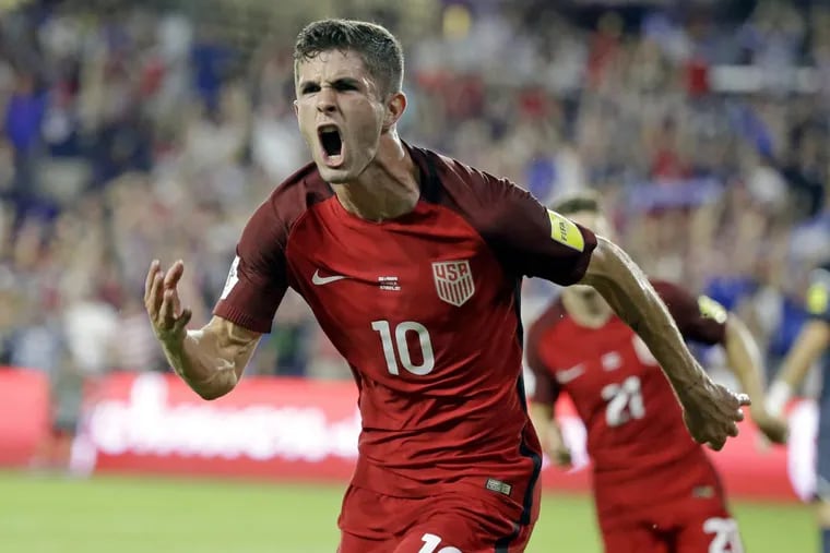 Christian Pulisic celebrates after scoring a goal for the United States men’s national soccer team against Panama.