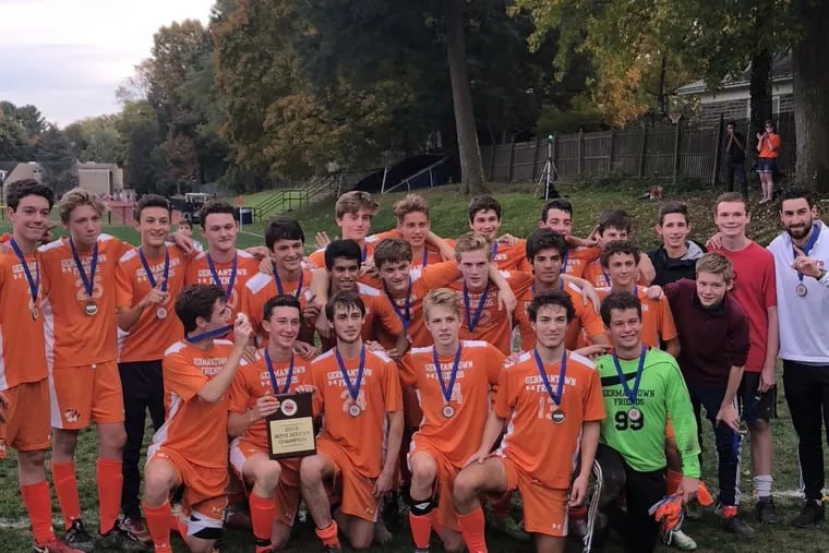 The 2018 Germantown Friends boys' soccer team won the Friends Schools League championship.