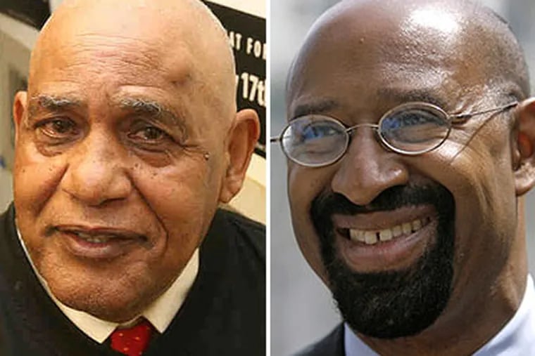 Incumbent Michael Nutter (right) will face former state senator T. Milton Street (left) in the May 17 Democratic mayoral primary in Philadelphia. (Staff photos)