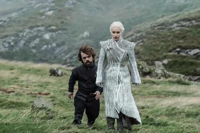 Peter Dinklage as Tyrion Lannister and Emilia Clarke as Daenerys Targaryen in “Game of Thrones.”