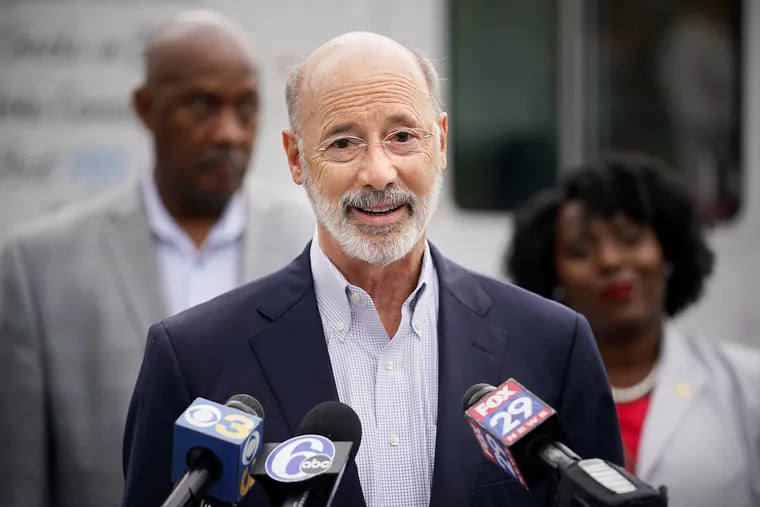 Gov. Tom Wolf at Independence Mall in Philadelphia on Friday.