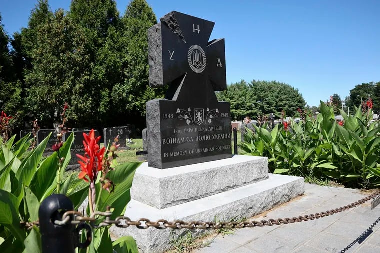 The monument at St. Mary’s Ukrainian Catholic Cemetery in Elkins Park honors the 14th Waffen Grenadier Division of the SS. It has received little public scrutiny until recently.