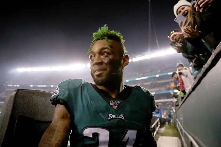 Eagles cornerback Jalen Mills walks by a row of fans after the Philadelphia Eagles win 17-9 over the Dallas Cowboys at Lincoln Financial Field in Philadelphia, PA on December 22, 2019.