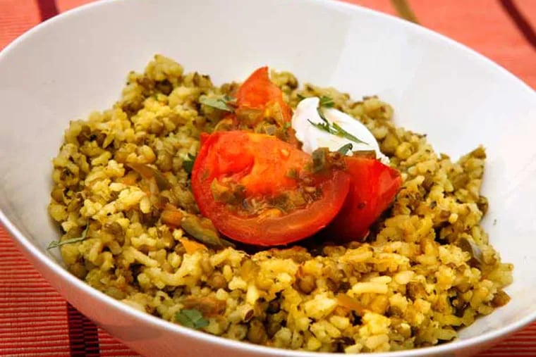 Mung Beans and Rice With Spicy Tomatoes. (Photo credit: Washington Post by Anne Farrar)