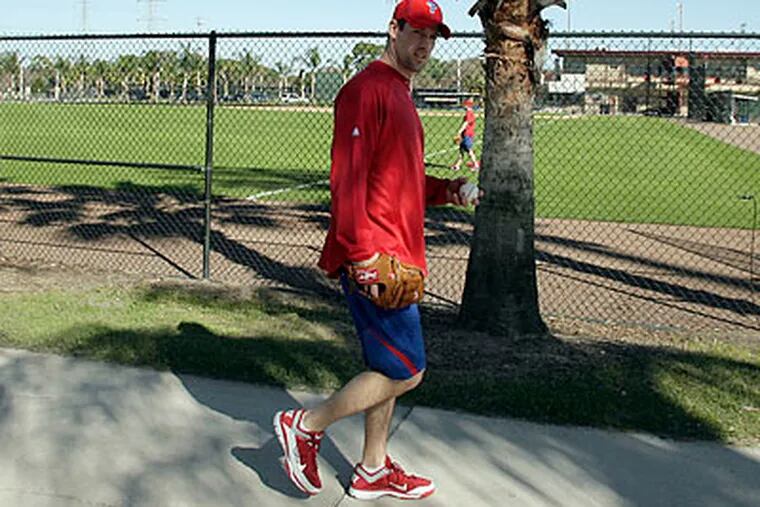 Cliff Lee made his first appearance at Phillies spring training in Clearwater yesterday. (Yong Kim/Staff Photographer)