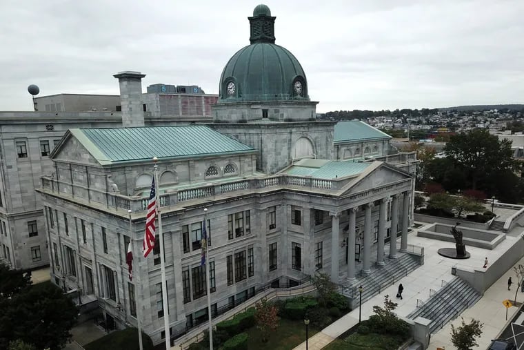 Courthouses across the Philadelphia region, including the Montgomery County Court of Common Pleas in Norristown, are retaining a small number of staff members to help residents file protection-from-abuse orders during the coronavirus pandemic.