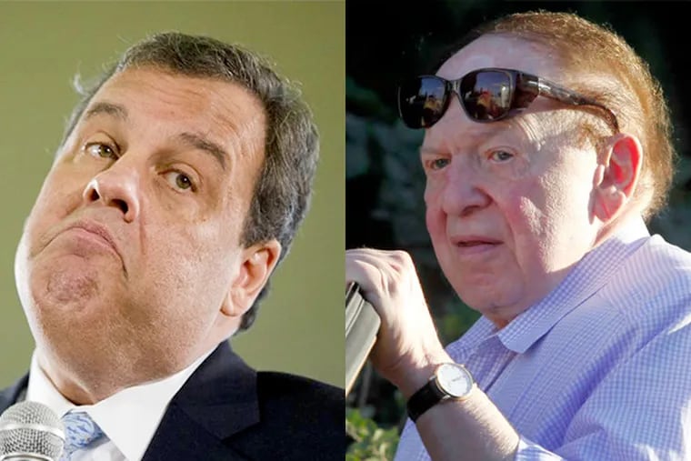 Gov. Christie, who said Thursday that he has not ruled out running for president, will travel this weekend to Las Vegas, in an attempt to woo casino billionaire Sheldon Adelson.