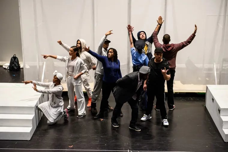 The cast of “We Shall Not Be Moved” during a rehearsal workshop  in March in Philadelphia.