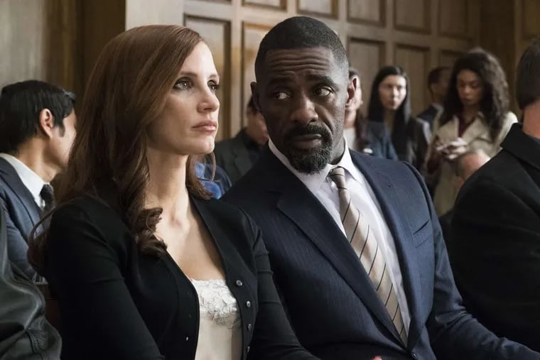 Jessica Chastain and Idris Elba and  in “Molly’s Game.”