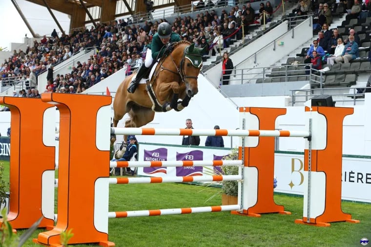 Kevin Babington rides aboard Super Chilled at the FEI Nations Cup.