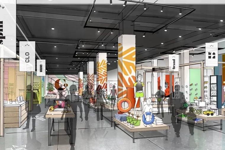 Artist's rendering of Anchor Shops store planned at the Fashion District Philadelphia mall in Center City.
