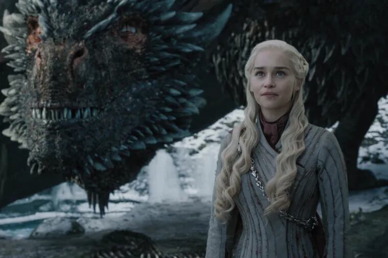 Emilia Clarke as Dany and Drogon in the last season of Game of Thrones.