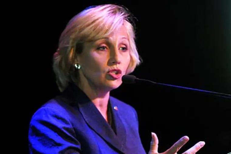 New Jersey Lt. Governor, Kim Guadagno delivers the keynote remarks at the East Coast Gaming Congress held at the Revel, in Atlantic City.  Thursday, May, 17, 2012. ( Press of Atlantic City/Danny Drake)