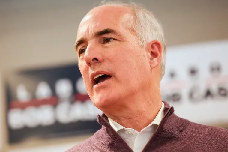 Sen. Bob Casey (D., Pa.) speaks at his campaign rally at the Laborers Training Center in Philadelphia in January. Casey, the Democrat who has represented Pennsylvania in the U.S. Senate since 2007, will face Republican Dave McCormick in November as he seeks reelection.