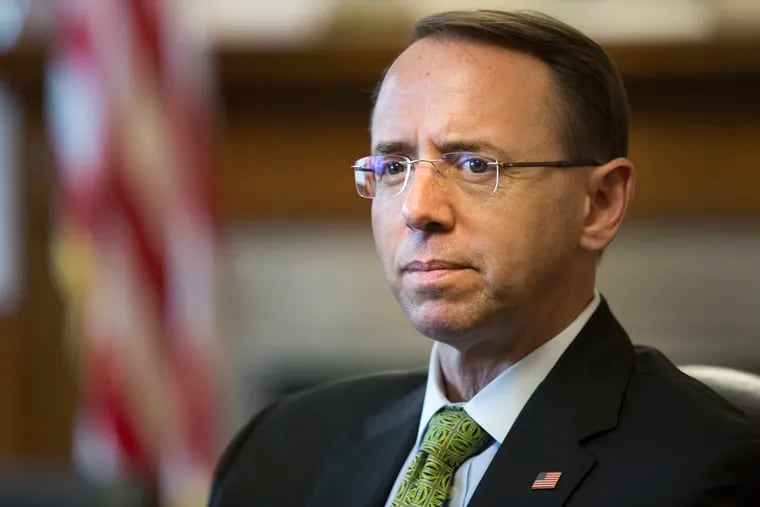 Deputy Attorney General, Rod Rosenstein, sits in his office in the U.S. Department of Justice building July 20, 2017.