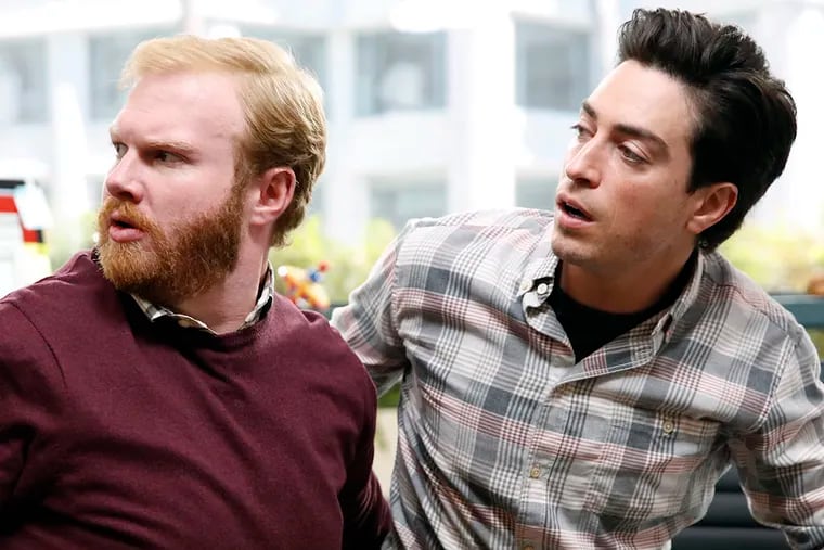 Henry Zebrowski (left) with Ben Feldman on NBC's "A to Z"
A TO Z -- "B is For Big Glory" Episode 102 -- Pictured: (l-r) Henry Zebrowski as Stu, Ben Feldman as Andrew -- (Photo by: Greg Gayne/NBC)