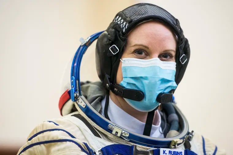 NASA astronaut Kate Rubins during Soyuz qualification exams last month.