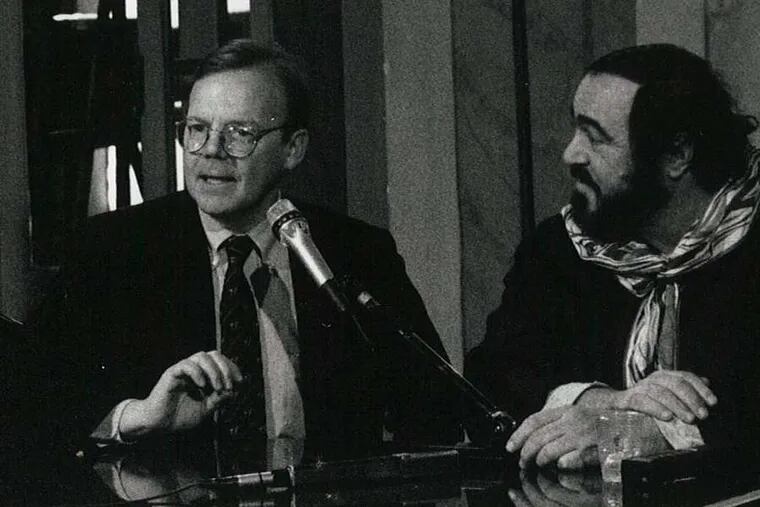 Robert B. Driver, ex-chief at Opera Philadelphia, with tenor Luciano Pavarotti in 1991. &quot;We had knock-down, drag-out fights,&quot; Driver says.