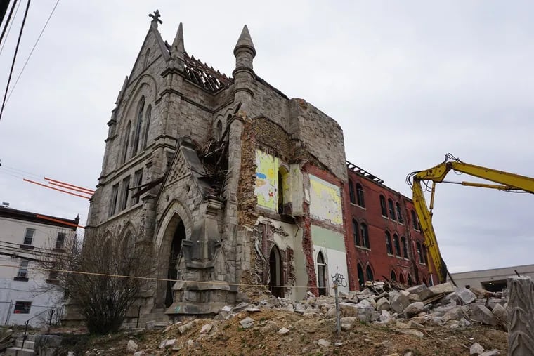 At 4233 Chestnut St., a partially demolished church sits. The parcel was recently purchased by Alterra Property Group.
