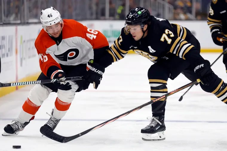 Flyers winger Bobby Brink had a two-point night against Boston on Friday. Could he make a late push to make the team?