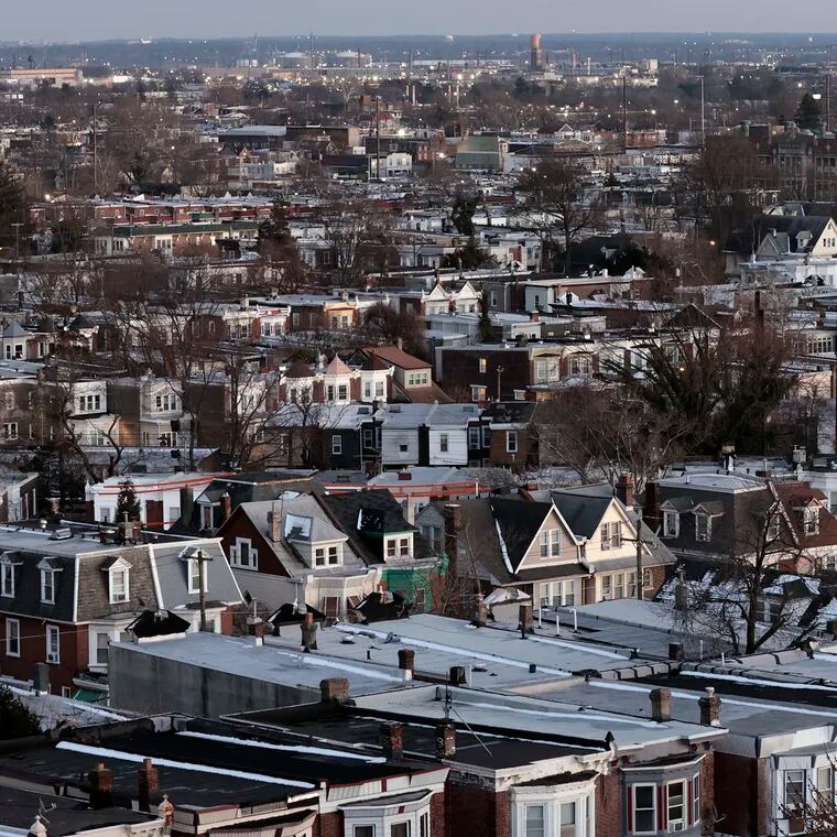 Homes in the Olney-Oak Lane neighborhoods earlier this month. Homeowners in the Philadelphia area are staying in their homes longer than owners in other cities and the country as a whole, according to a Redfin report.