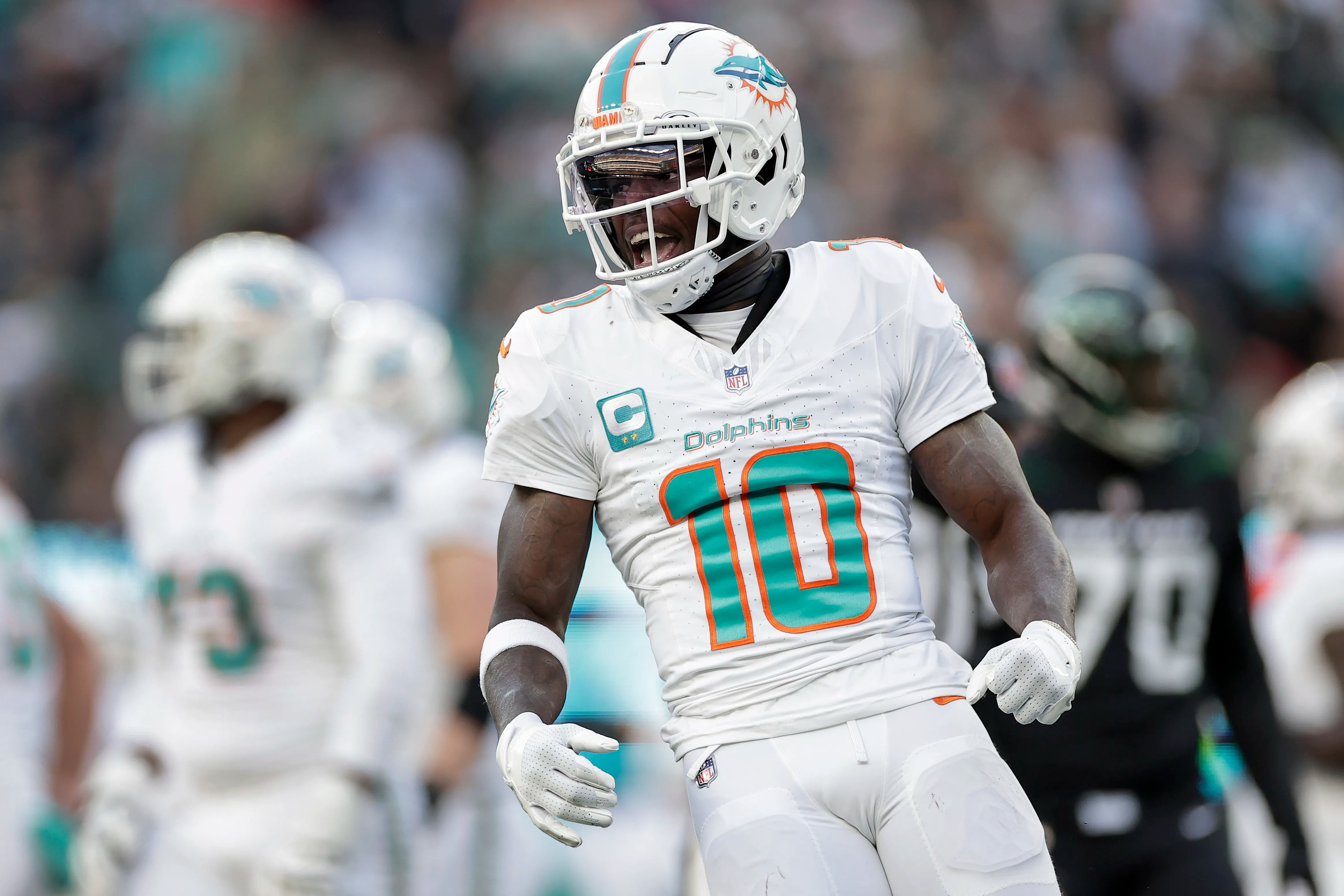Dolphins receiver Tyreek Hill played six seasons for the Chiefs before landing in Miami. 