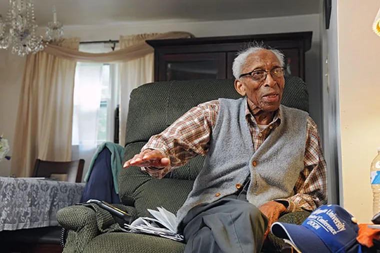 James C. Kennedy, the 96-year-old mayor of South Coatesville, talks inside his home about his accomplishments while in office for four terms Oct. 24, 2013.  Kennedy is retiring from his office this year.  ( CLEM MURRAY / Staff Photographer )