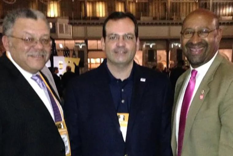 Commissioner Charles H. Ramsey with Josh Ederheimer of the Department of Justice and Mayor Nutter at the International Association of Chiefs of Police Conference in Philadelphia in Oct. 2013.
