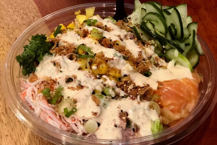 Poke bowl – assorted fish, rice, and toppings – from PokeSpot, new at 1804 Chestnut St. 