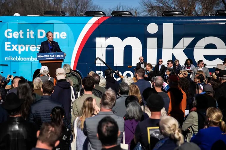 Mike Bloomberg addresses to supporters during his presidential campaign kick off in Austin on Saturday, January 11, 2020.