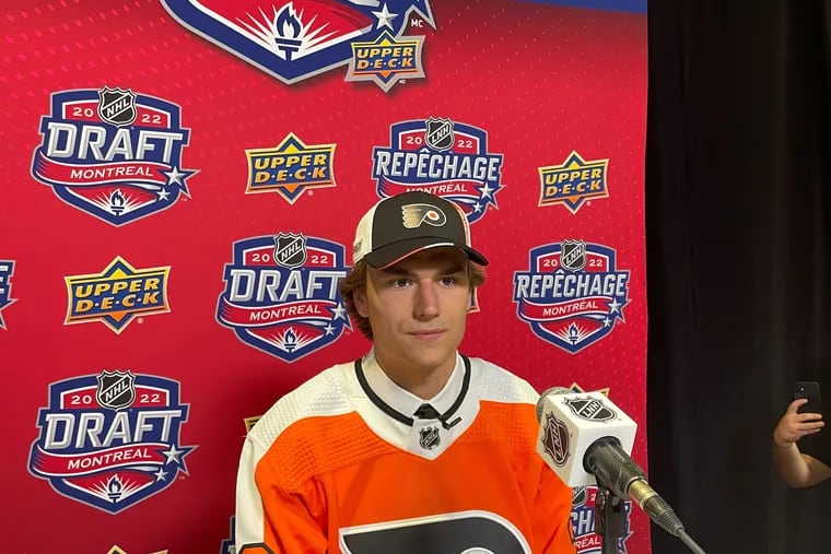 The Flyers selected center Cutter Gauthier with the No. 5 pick in the 2022 NHL draft. He never took the ice as a Flyer, though, after he was shipped to Anaheim on Monday.