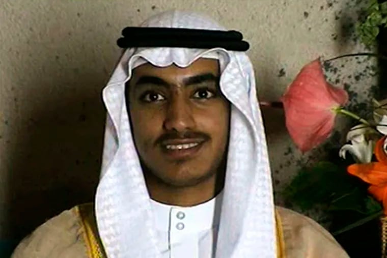 FILE - In this image from video released by the CIA, Hamza bin Laden, the son of of the late al-Qaida leader Osama bin Laden is seen as an adult at his wedding.  The White House says Hamza bin Laden has been killed in a U.S. counterterrorism operation in the Afghanistan-Pakistan region.