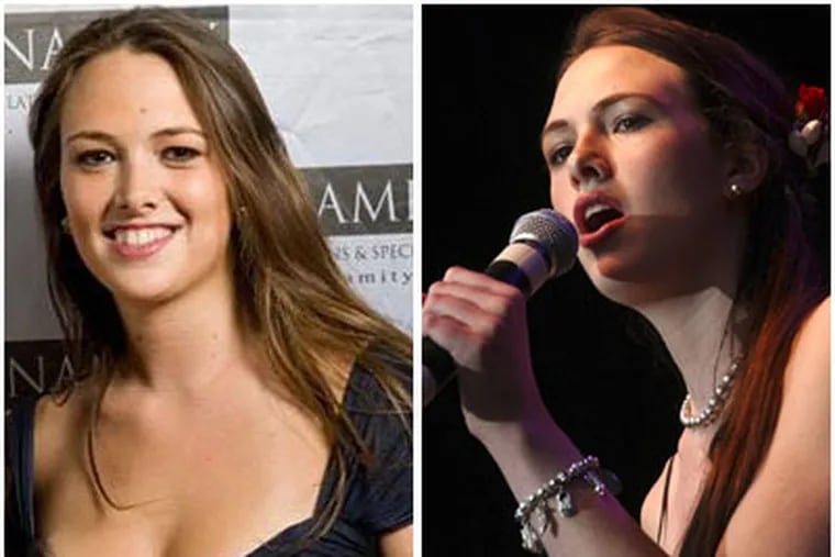Claire Fuller, at 23-year-old Temple student made it through to California on America Idol's season debut last night.  Left, from a Germantown Friends School Facebook page. Right, from a 2003 Inquirer article.