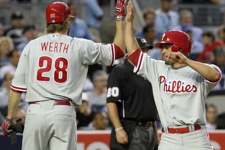 The loss of Jayson Werth and Shane Victorino, shown here in 2010, helped to hasten the Phillies' decline in subsequent seasons. (Associated Press)