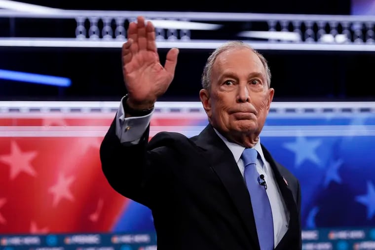 Democratic presidential candidate Mike Bloomberg at the primary debate in Las Vegas on Feb. 19, 2020.