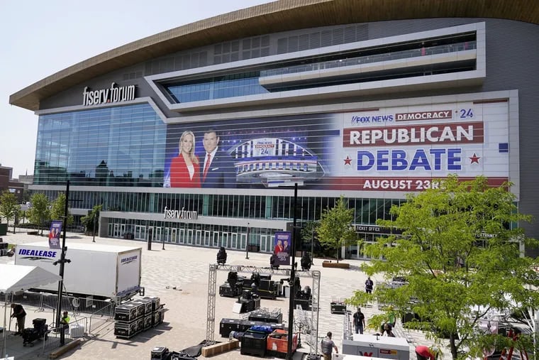 The Fiserv Forum in Milwaukee, site of the first Republican presidential debate Wednesday night.