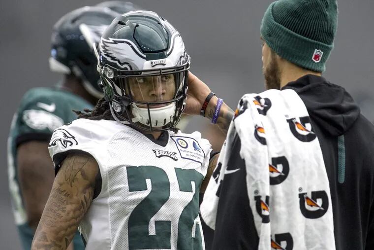 Eagles injured second-round cornerback Sidney Jones practices for the first time with the team as they prepare for their upcoming game against the New York Giants inside The Bubble at the Nova Care Complex December 13, 2017.